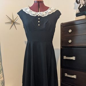 Black EA Selection dress with lace collar